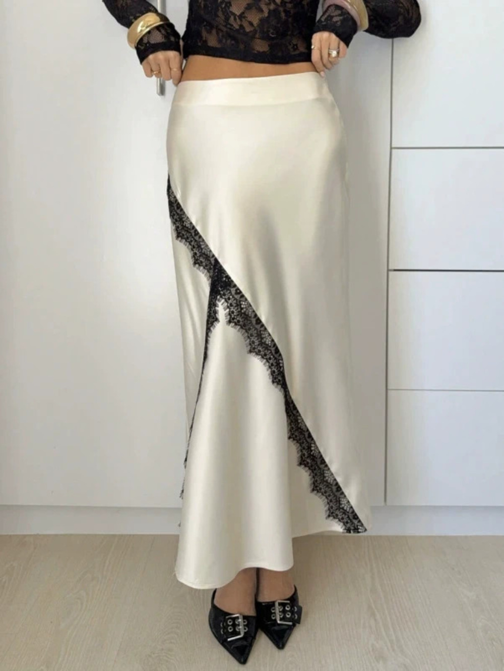 ZARA Lace Sexy Elegant Office Long Pencil Skirt Fashion Patchwork Slim Fit